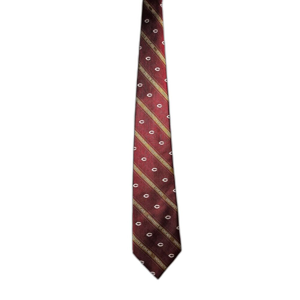 University of Chicago U of C Football 100% Silk Maroon Necktie